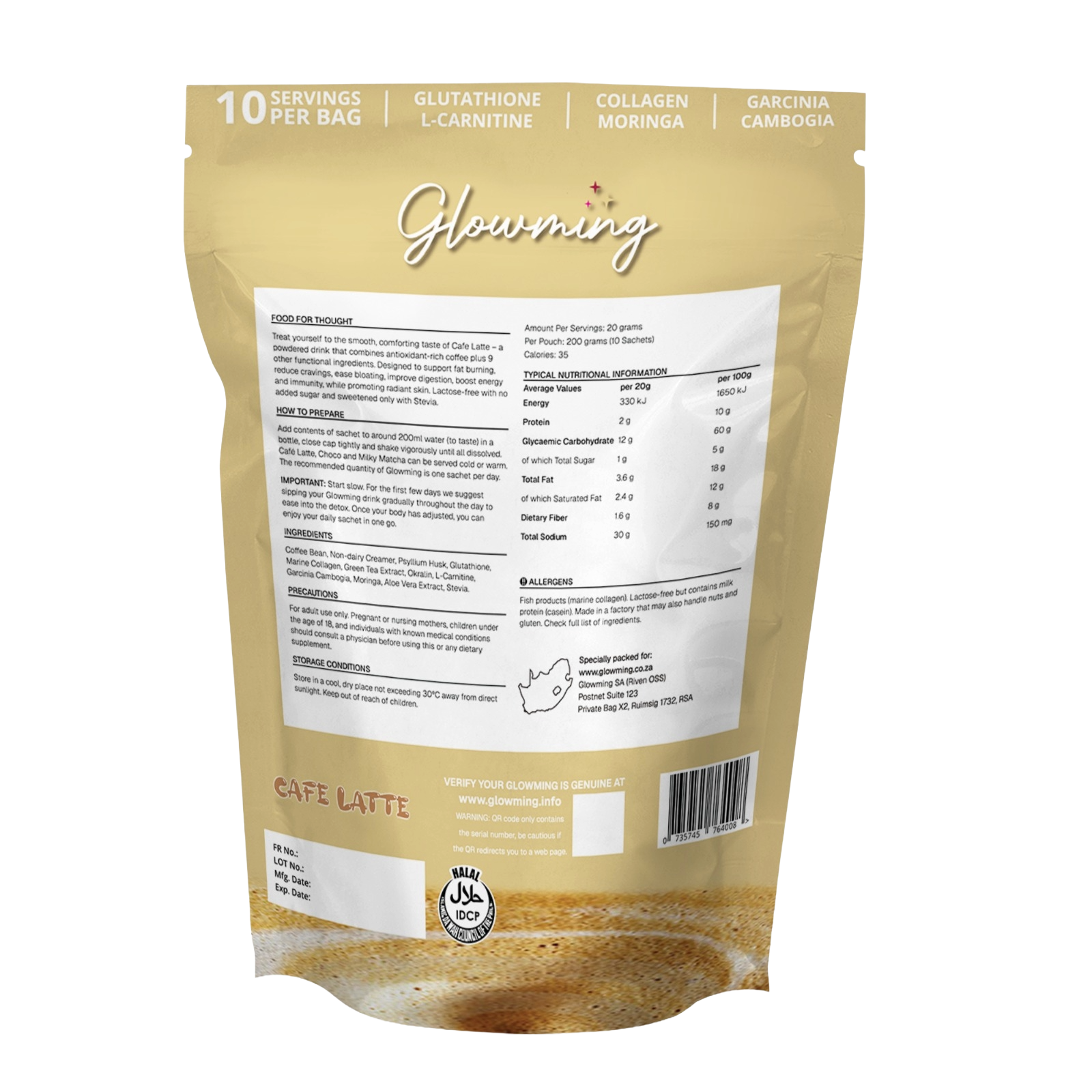 Cafe Latte 200g back
